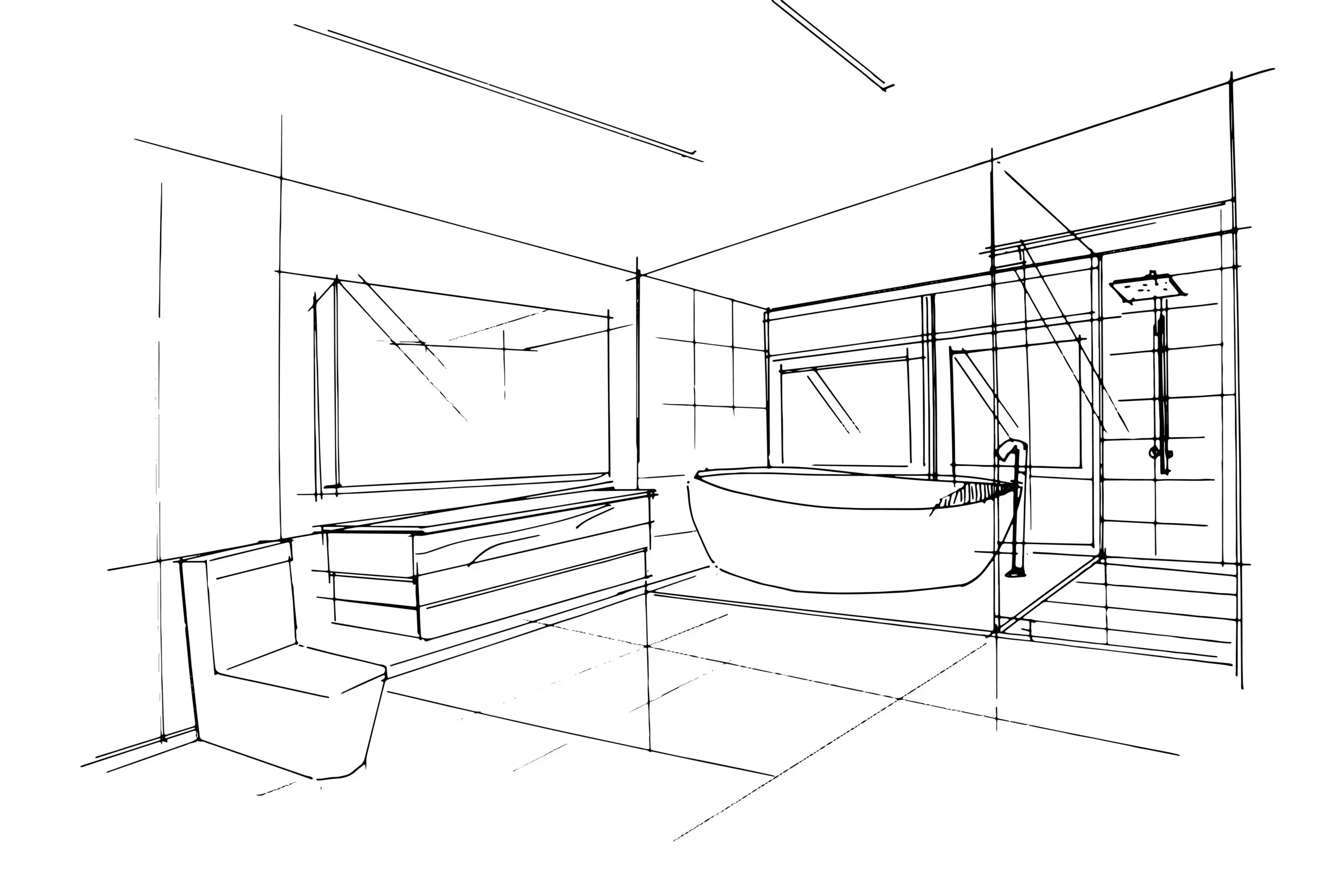 Badkamer schets